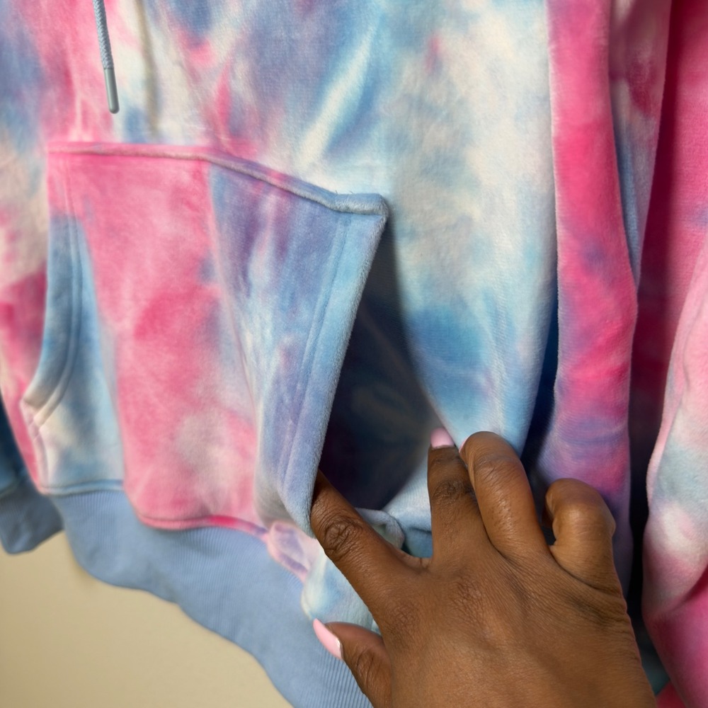 Spark Paws Human Hoodie Sweater Medium Pink Blue Tie Dye Velour Cotton Candy - Picture 5 of 10